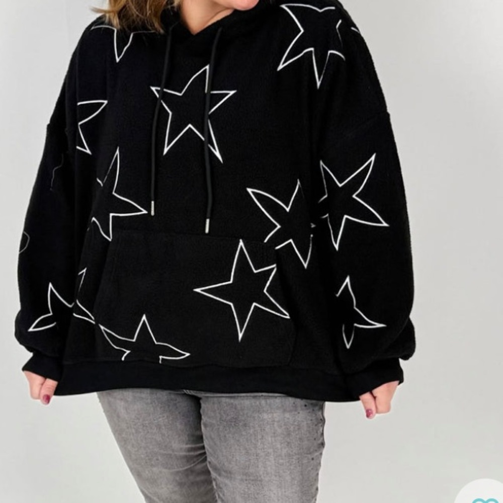 *final price drop and reduced 🚢 * NWT Easel Black Hoodie with Stars size small